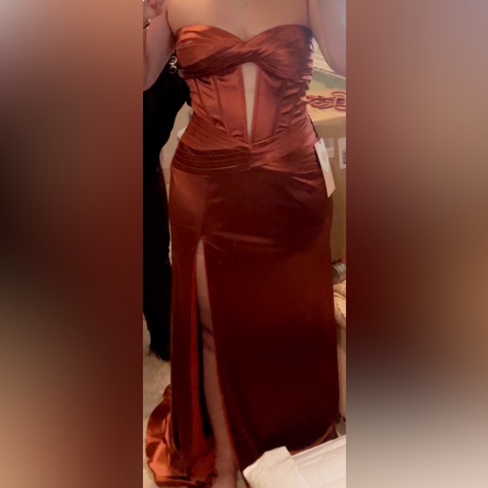 Elegant Satin Rust dress